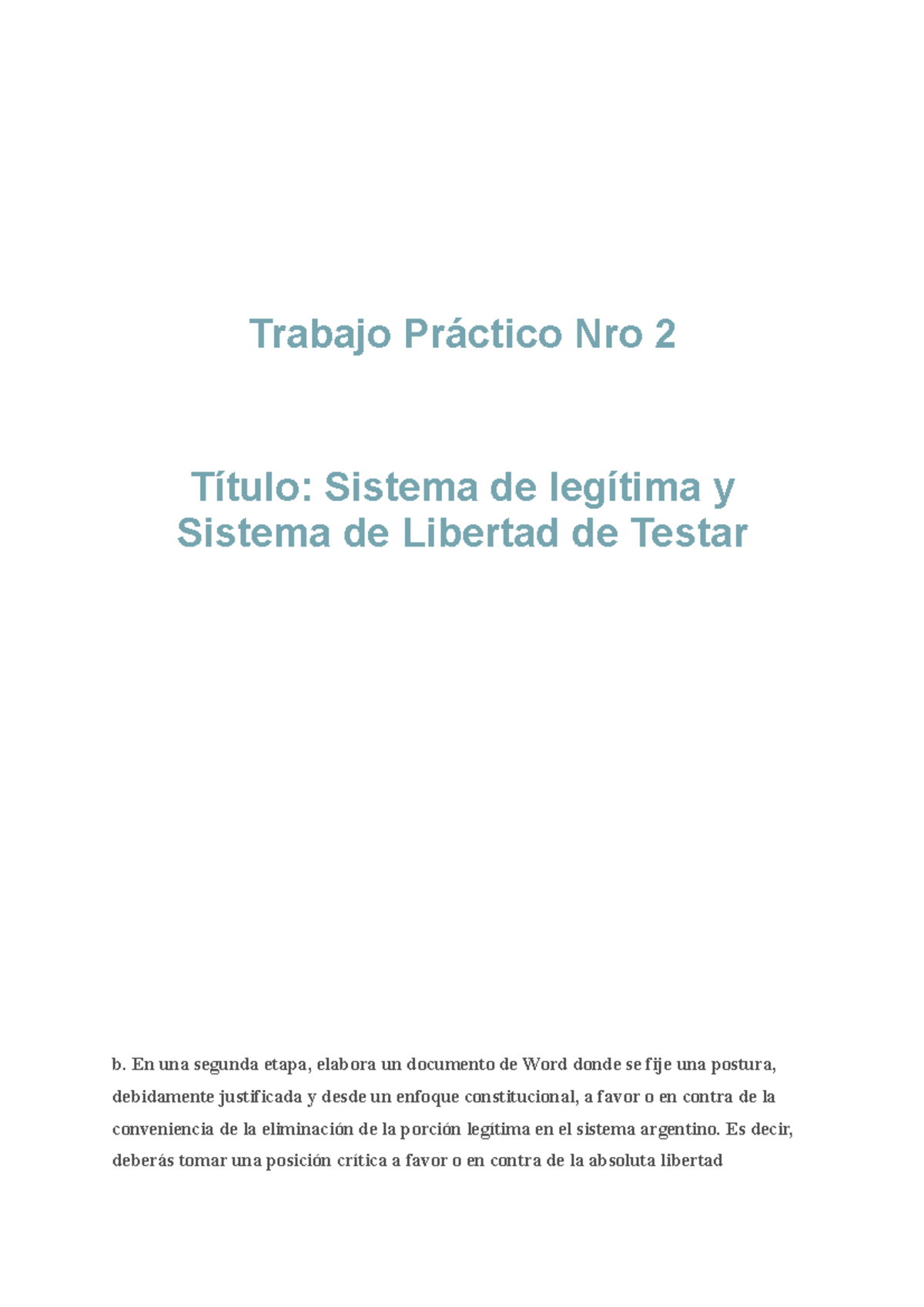 T P 2. Toma de postura - opinion - Trabajo Práctico Nro 2 Título ...
