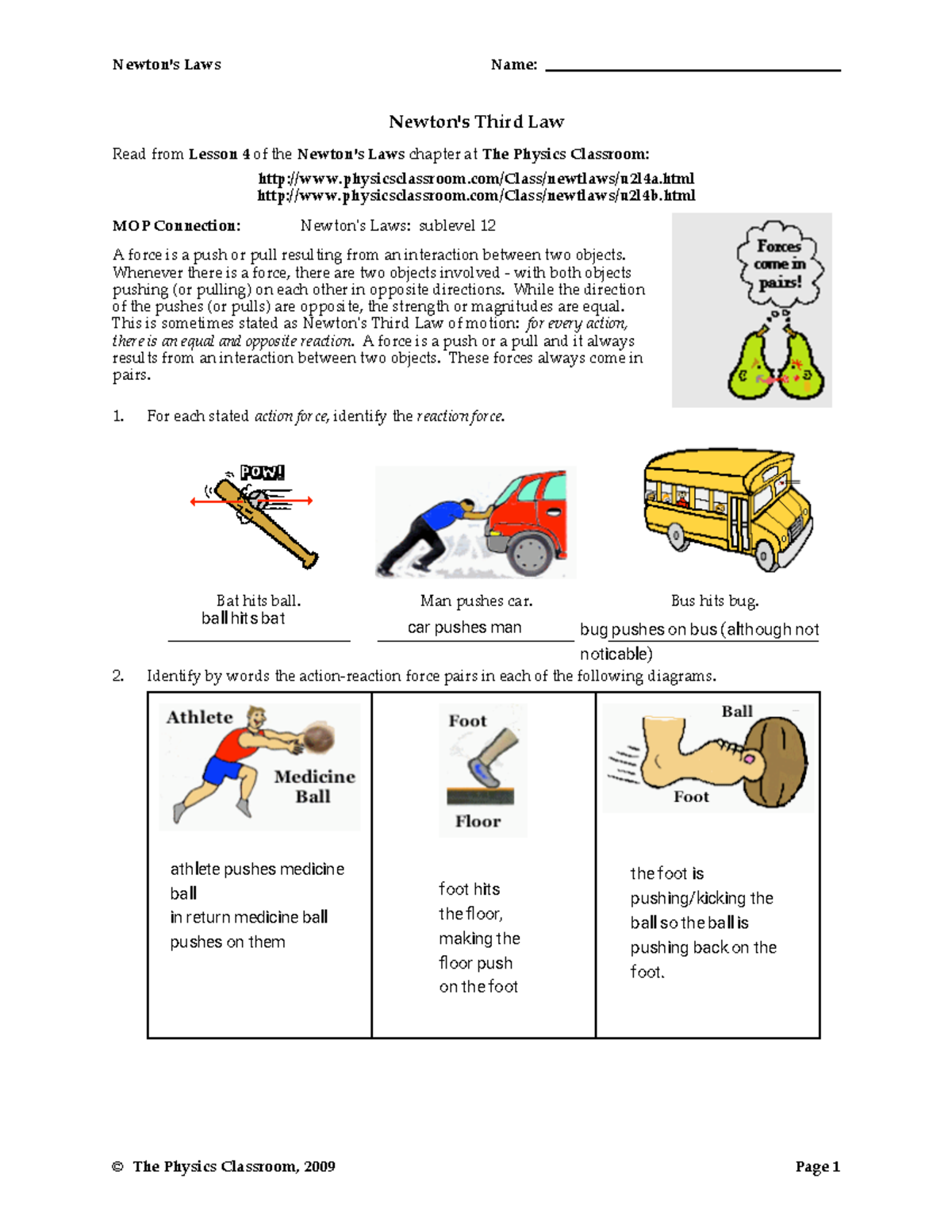 Kami Export - Carson Knott - newton 3lawworksheet - Newton's Laws Name ...
