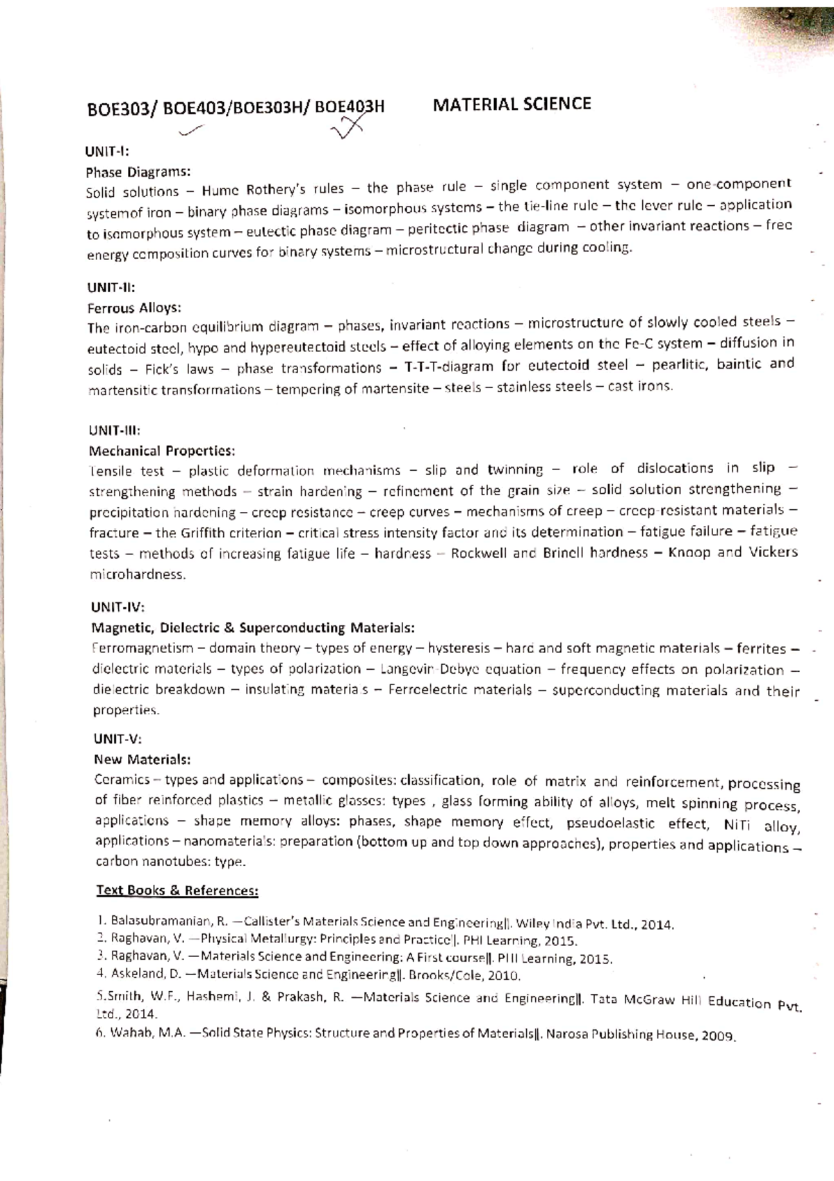 BOE403 Material science syllabus - Web Technology - Studocu