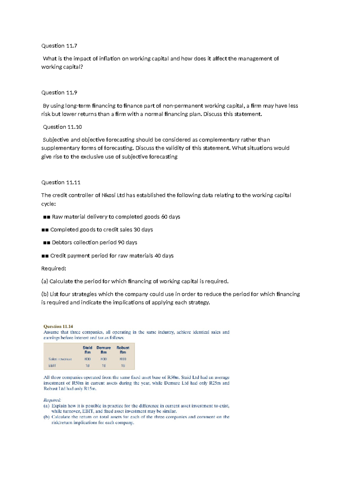 week 12 tutorial - What is the impact of inflation on working capital ...
