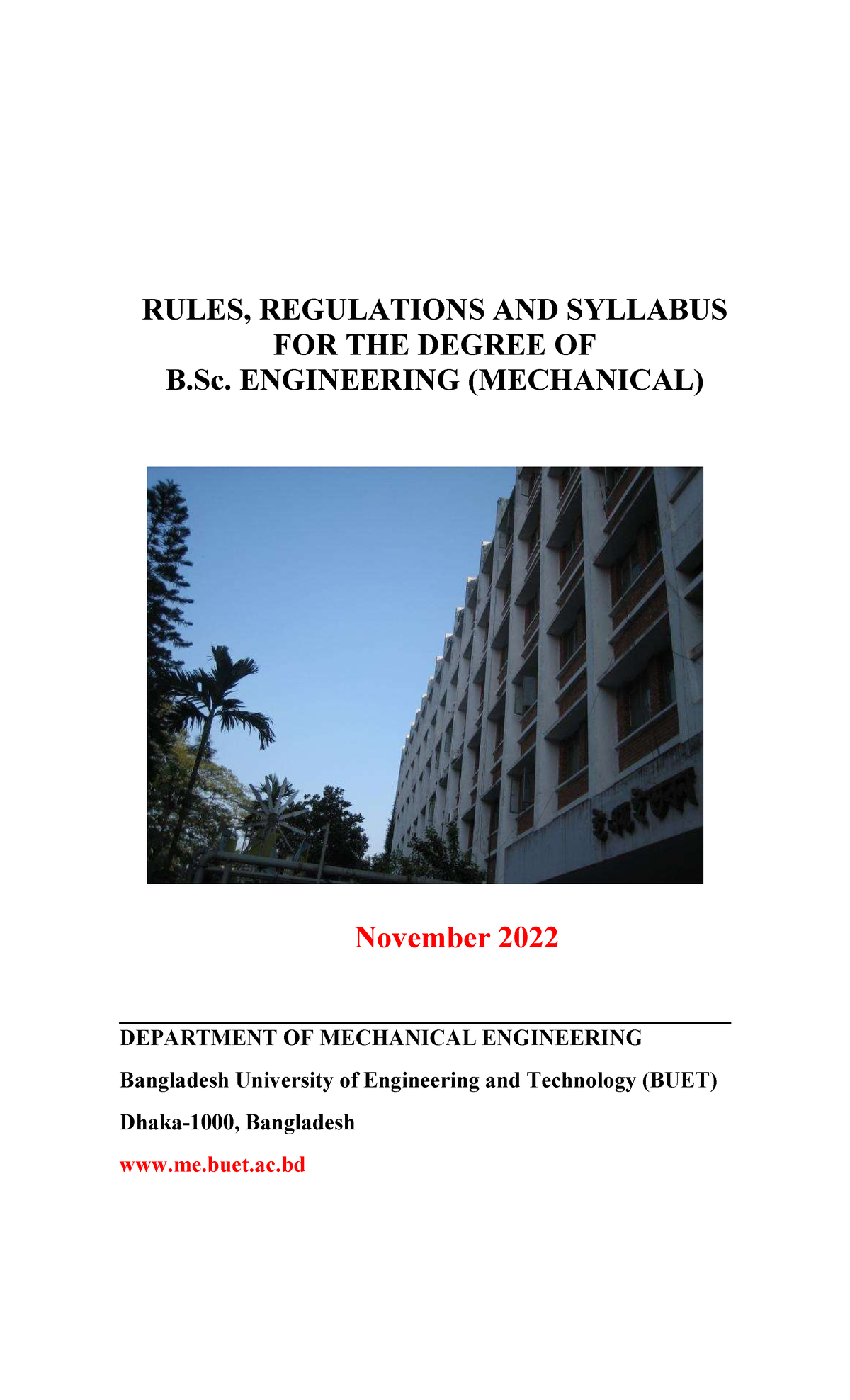 Bulletin November 2022 - RULES, REGULATIONS AND SYLLABUS FOR THE DEGREE ...