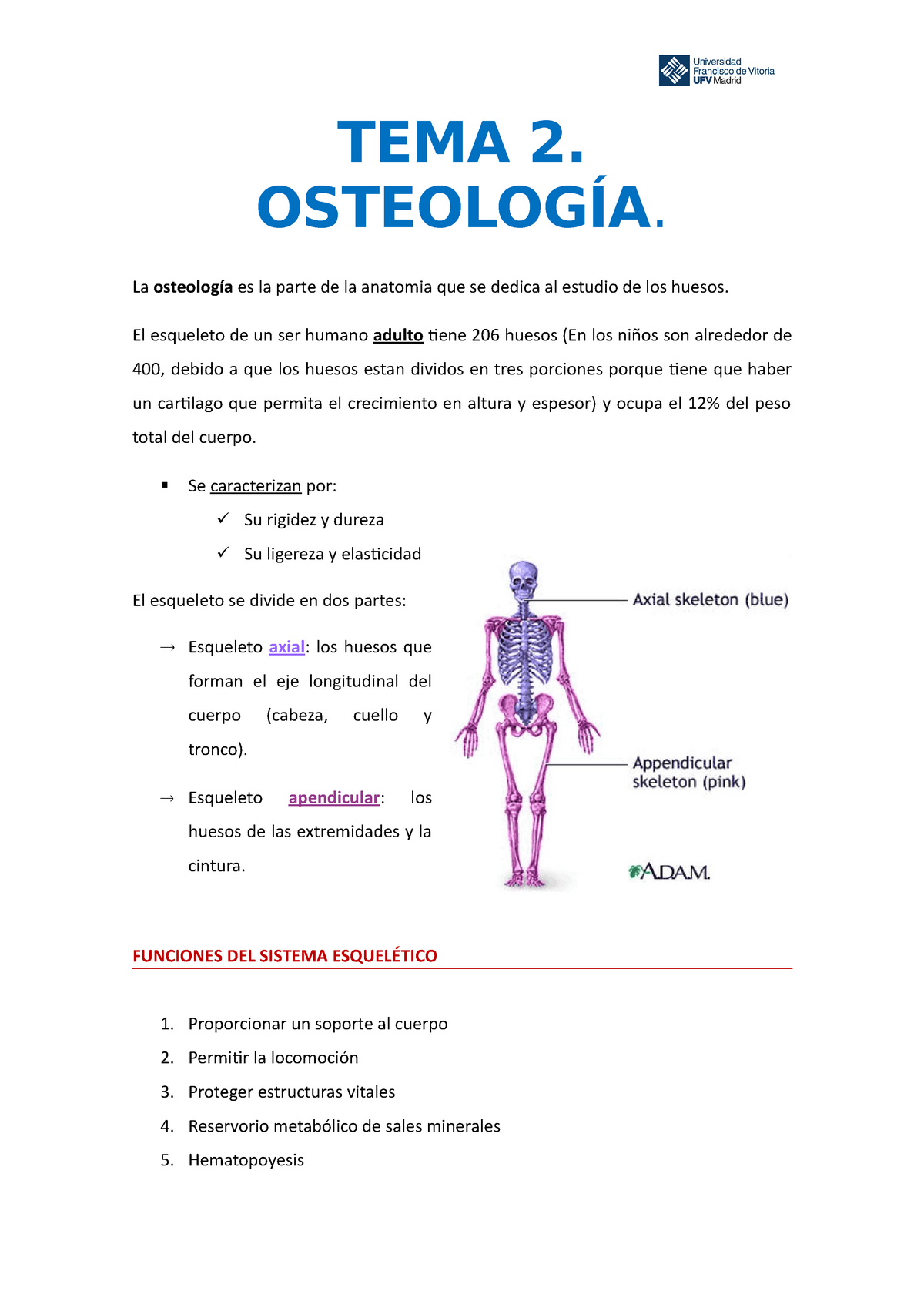 Tema 2 Apuntes Tema 2 OsteologÍa La Osteología Es La Parte De La