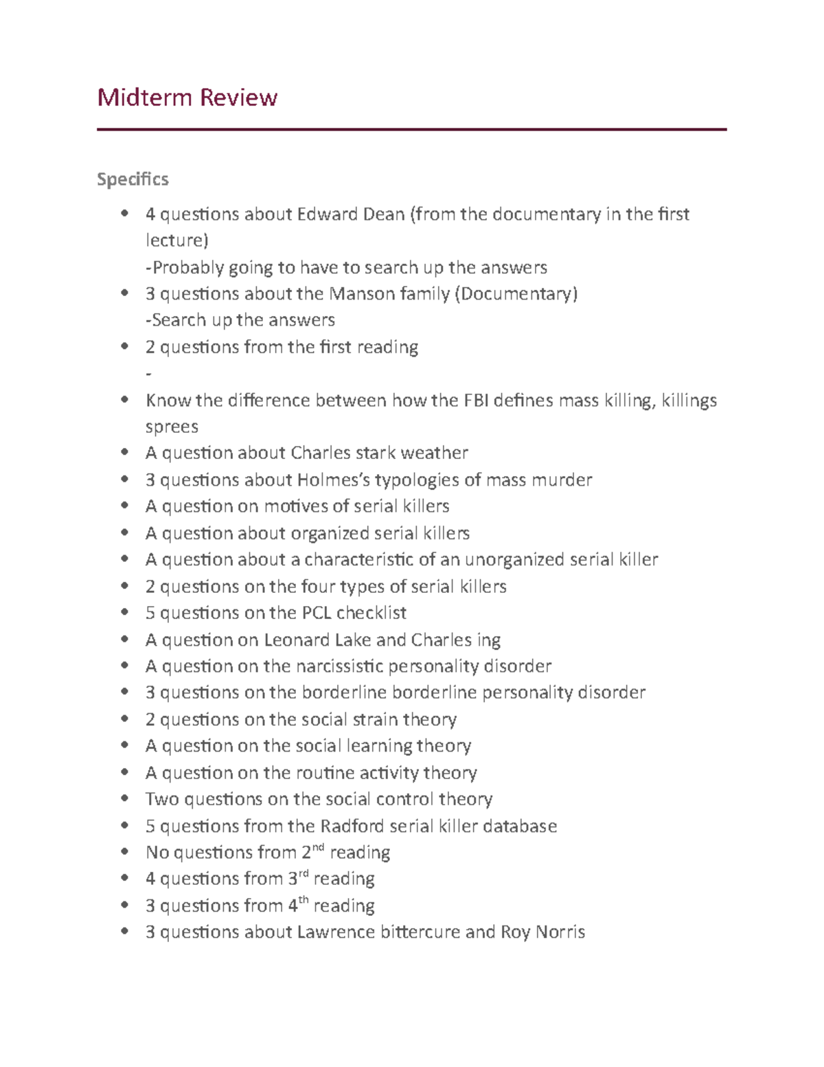 Midterm Review - Midterm Review Specifics 4 Questions About Edward Dean ...