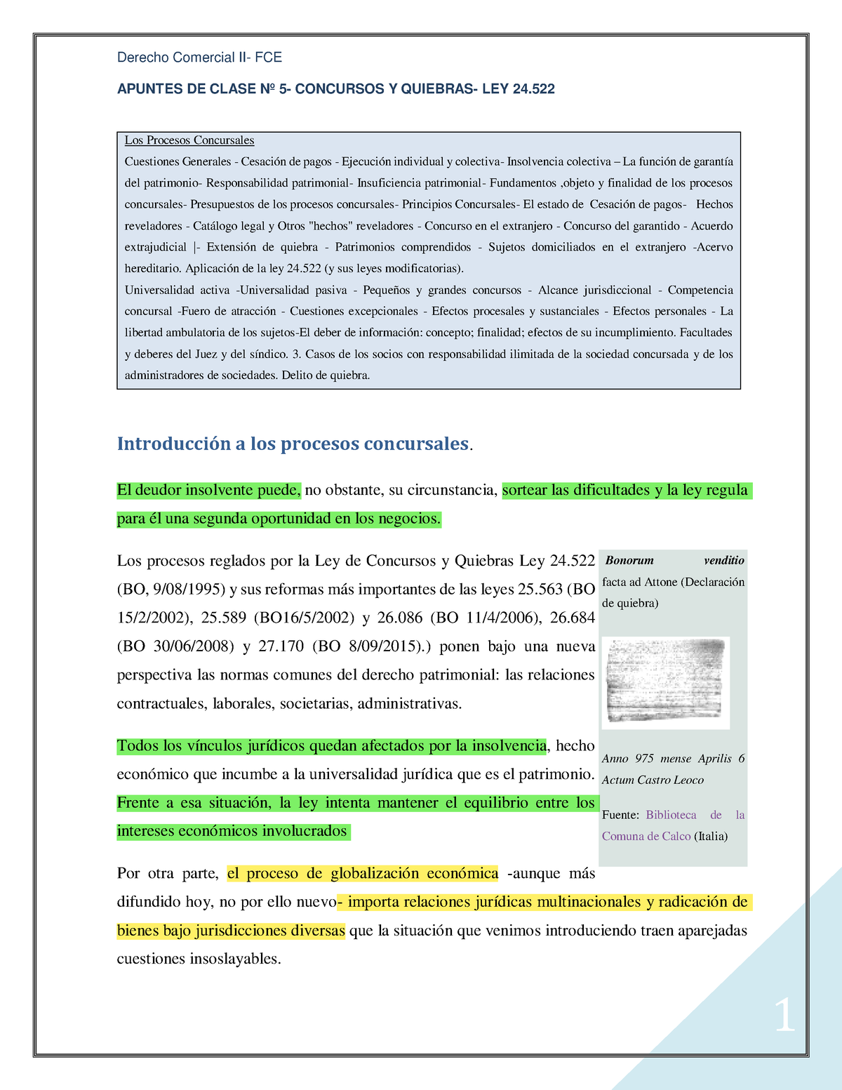 Apuntes DE Clase 5. Concursos Y Quiebras ( Remarcado) - Derecho ...