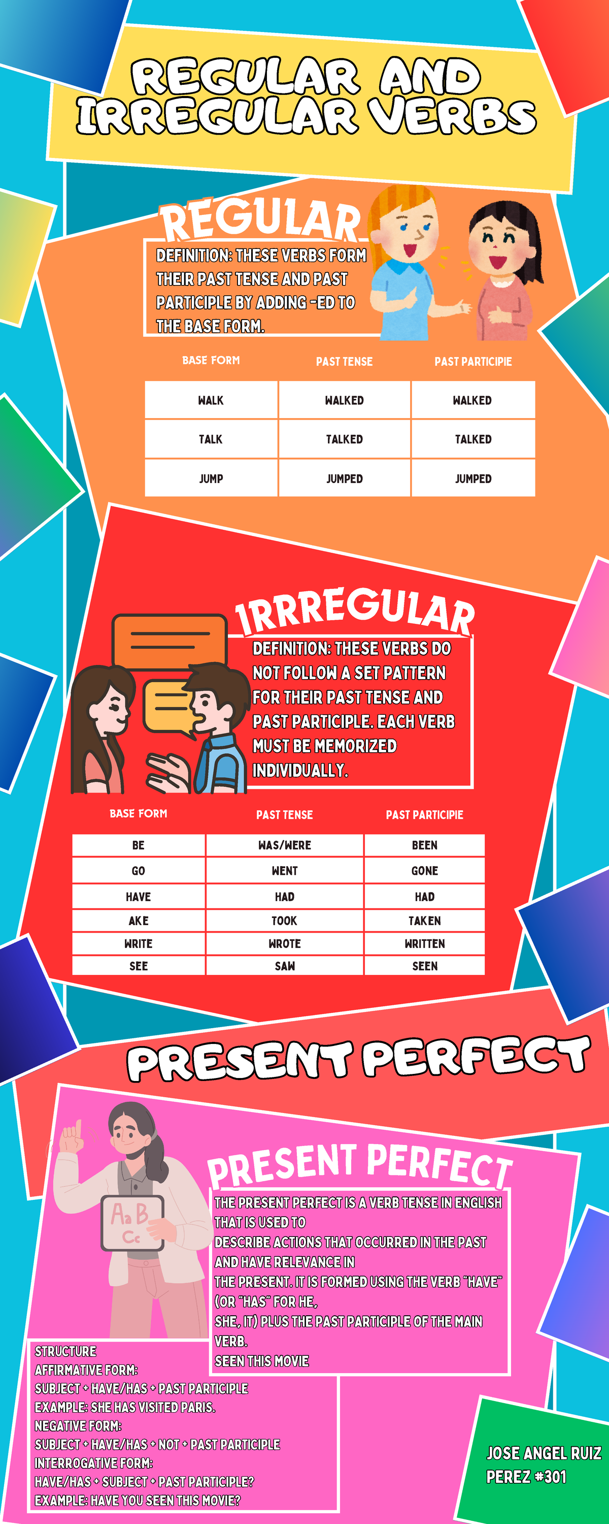 Regular AND Irregular Verbs 20240924 205436 0000 - BASE FORM PAST TENSE ...