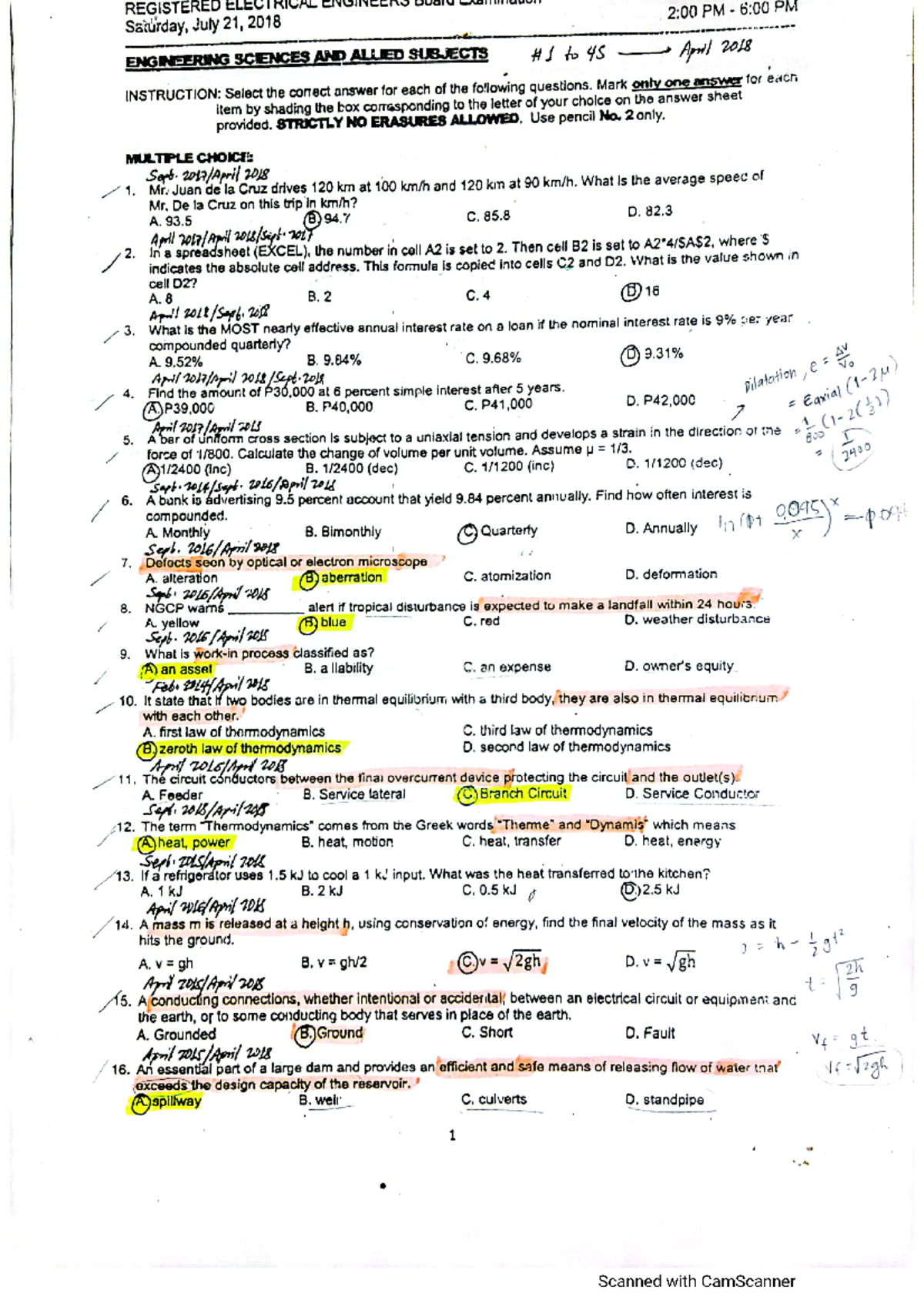 ESAS (July 2018 Boards) - Advanced Thermodynamics I - Studocu