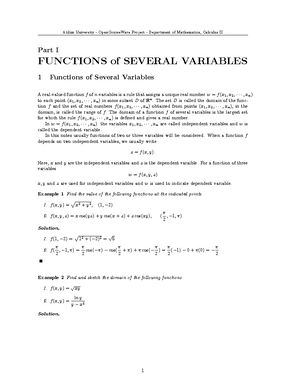3-Functions of Several Variables - The setDis called the domain of the ...