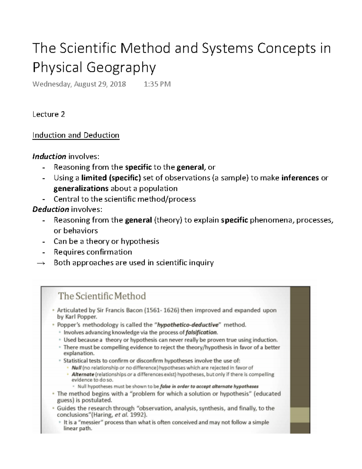 The Scientific Method and Systems Concepts in Physical Geography