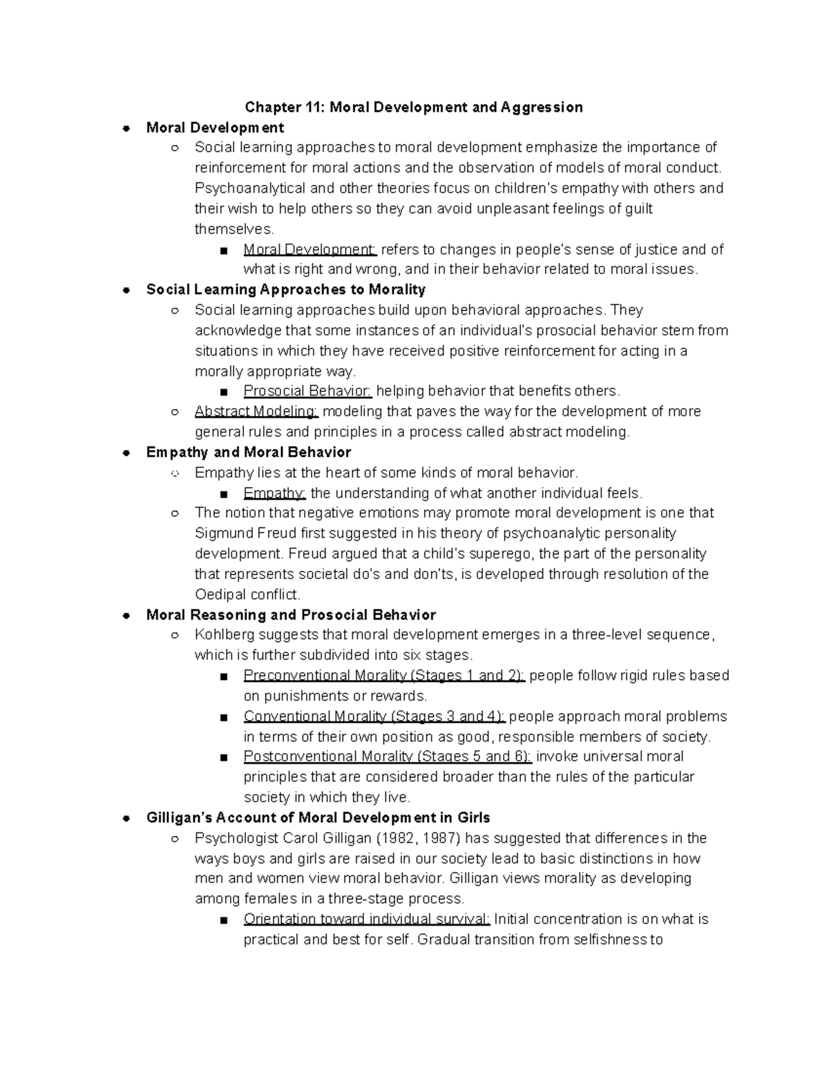 Chapter 11 Moral Development and Aggression - Chapter 11: Moral ...