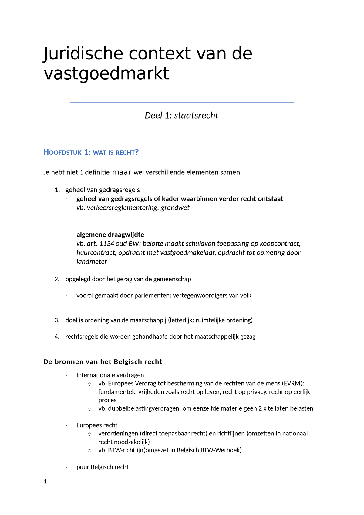 Juridische Context Van De Vastgoedmarkt Samenvatting - Juridische ...