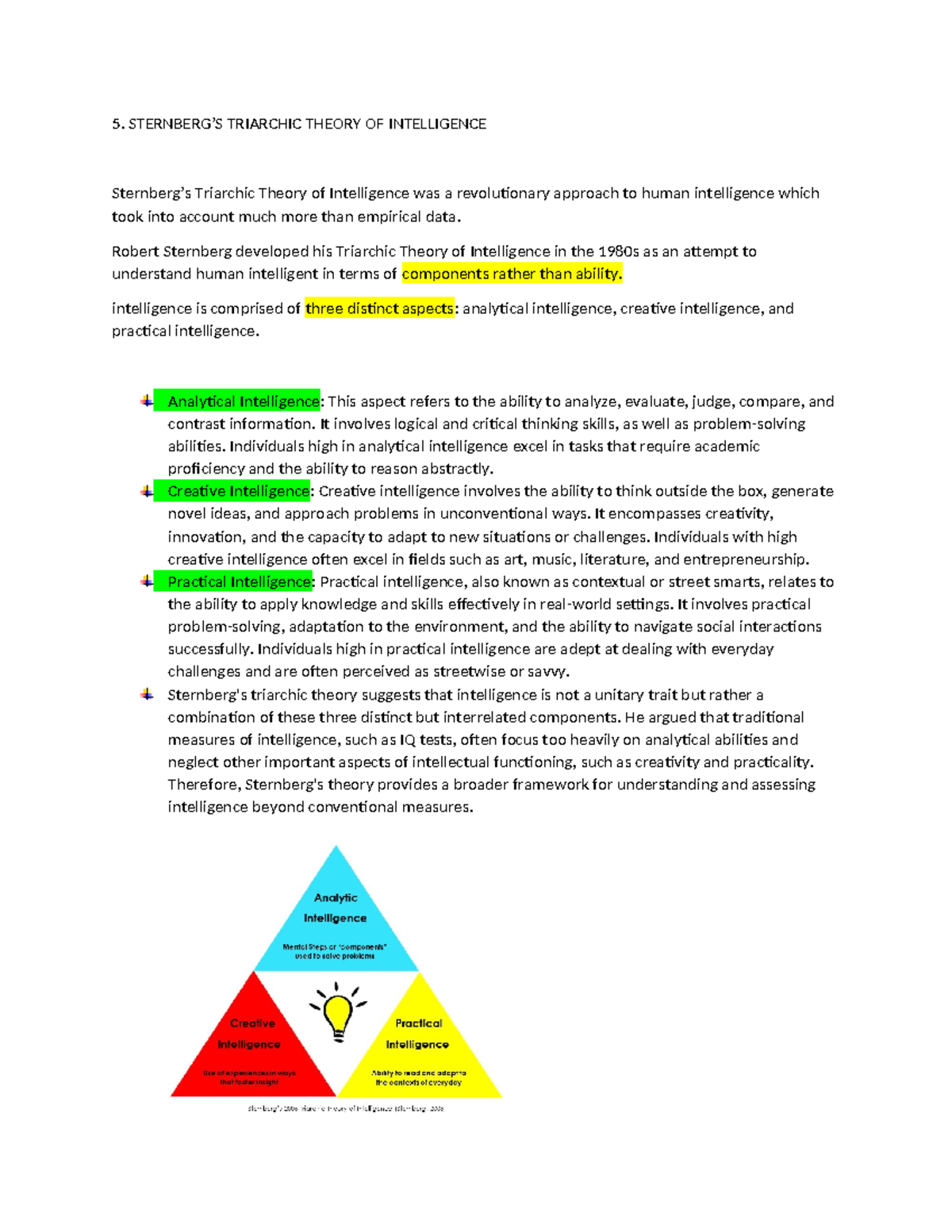Intelligence theories - 5. STERNBERG’S TRIARCHIC THEORY OF INTELLIGENCE ...