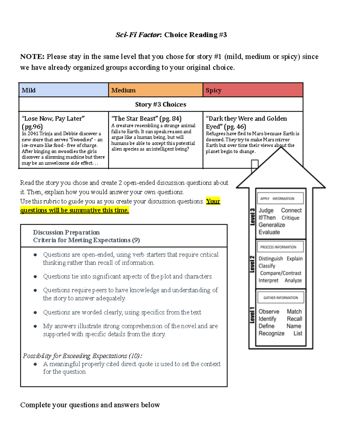 Sci-Fi+Factor+Choice+Reading+3-1 - Sci-Fi Factor: Choice Reading NOTE ...