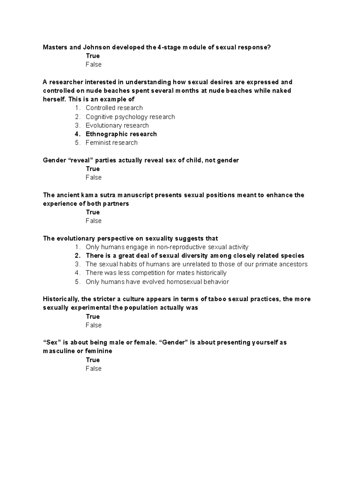 Module 1 Test - Human Sexual Behavior - Google Docs - Masters And ...