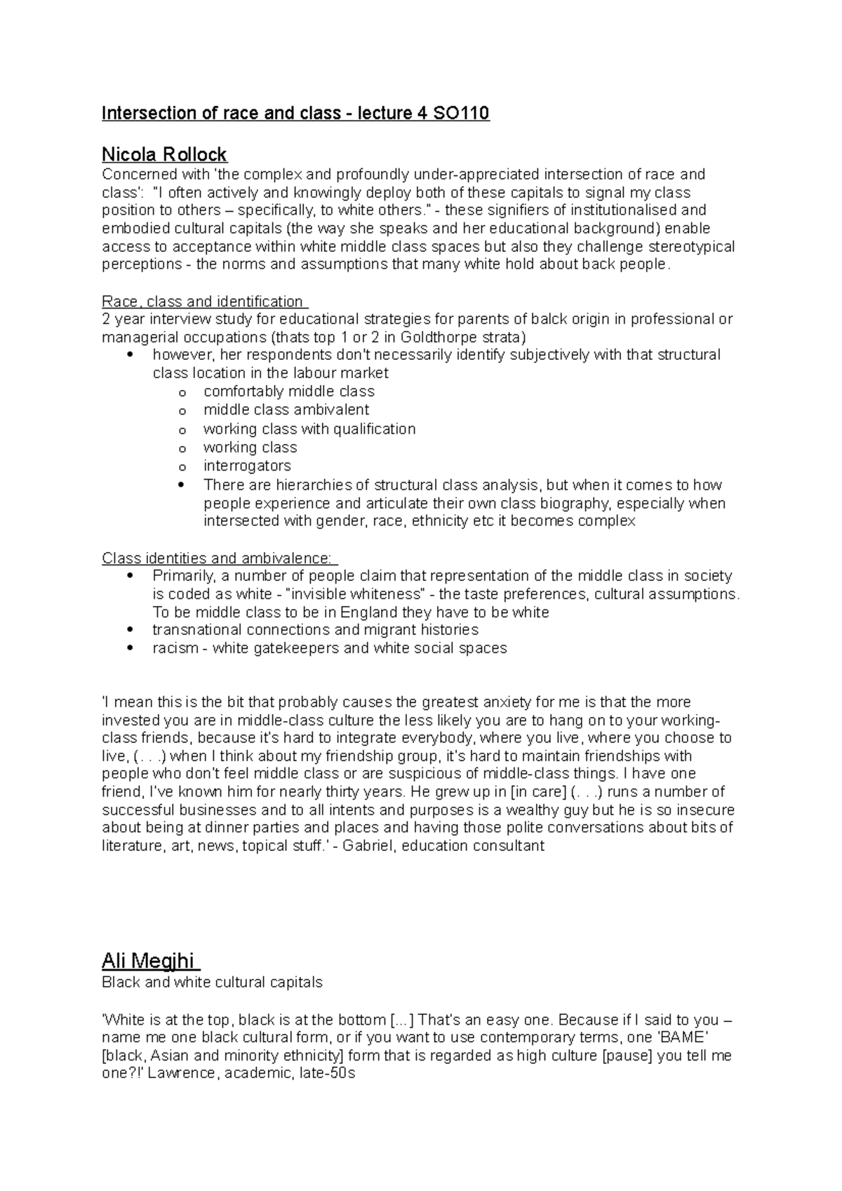 Intersection of race and class - ” - these signifiers of ...