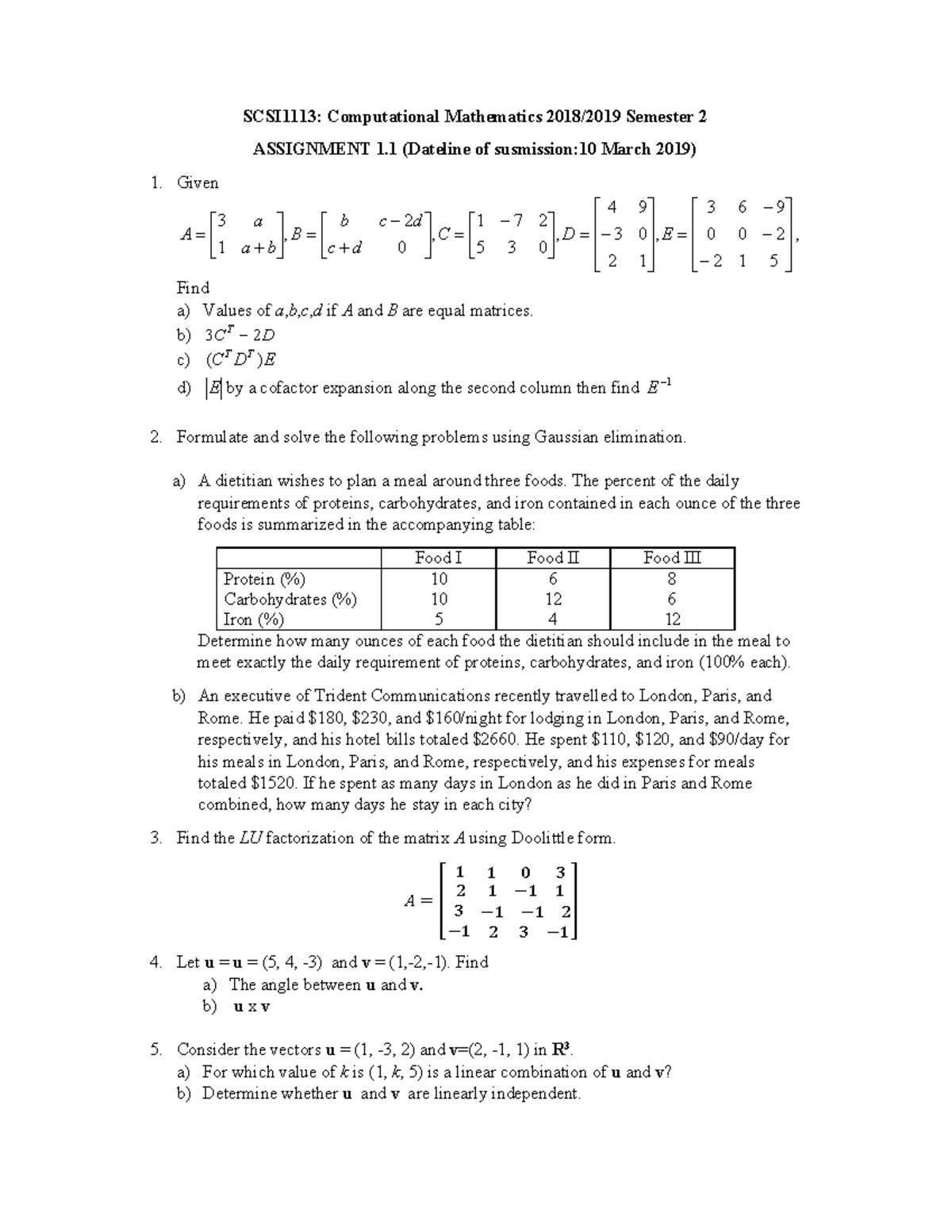 Assignment 1.1 2019 - SCSI1113: Computational Mathematics 2018/2019 ...