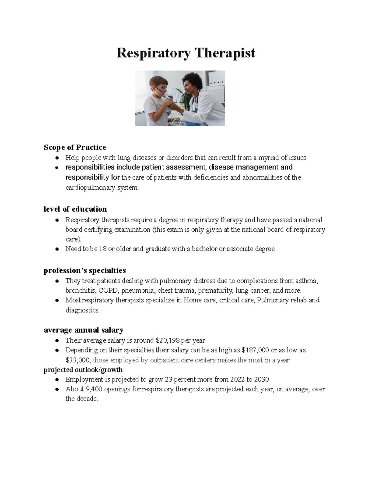 intro to health - Respiratory Therapist Scope of Practice Help people ...