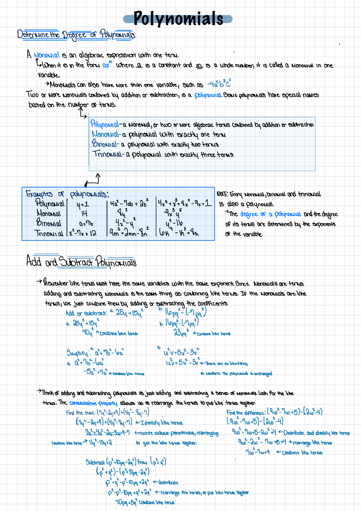 Polynomials - Polynomials Determinethe Degree of Polynomials 1 ...