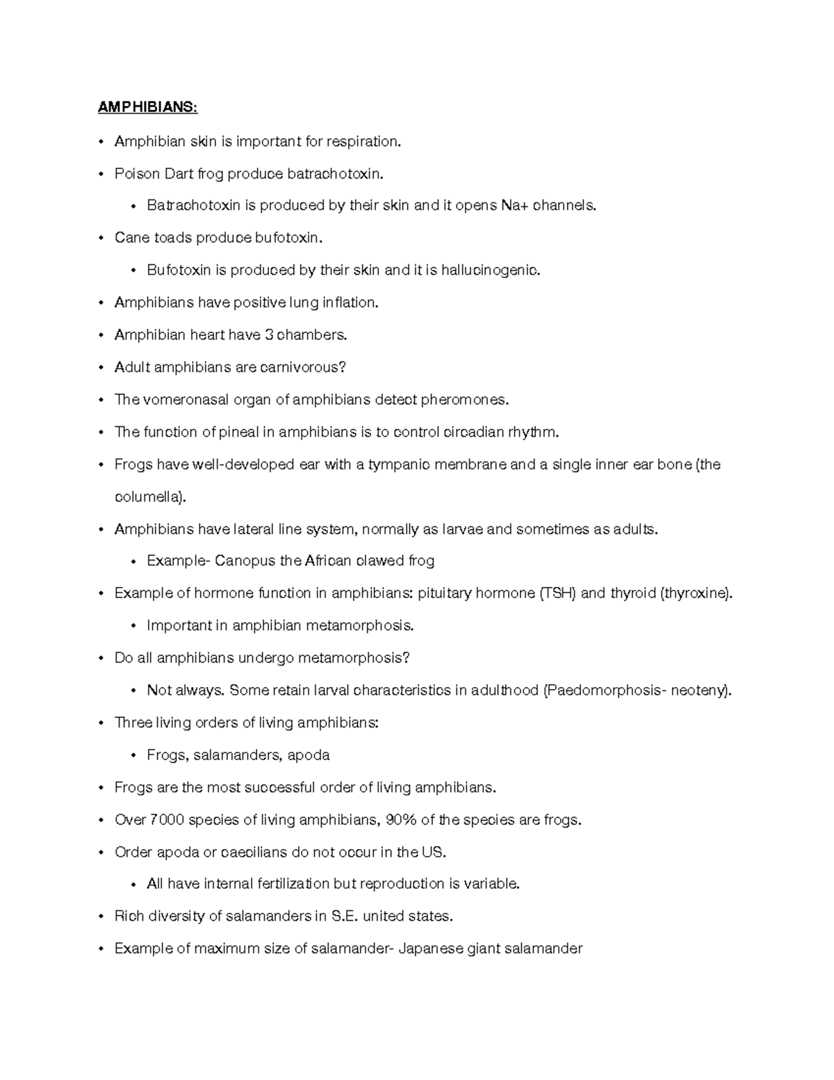 Vertebrate zoology exam 3 AMPHIBIANS • Amphibian skin is important