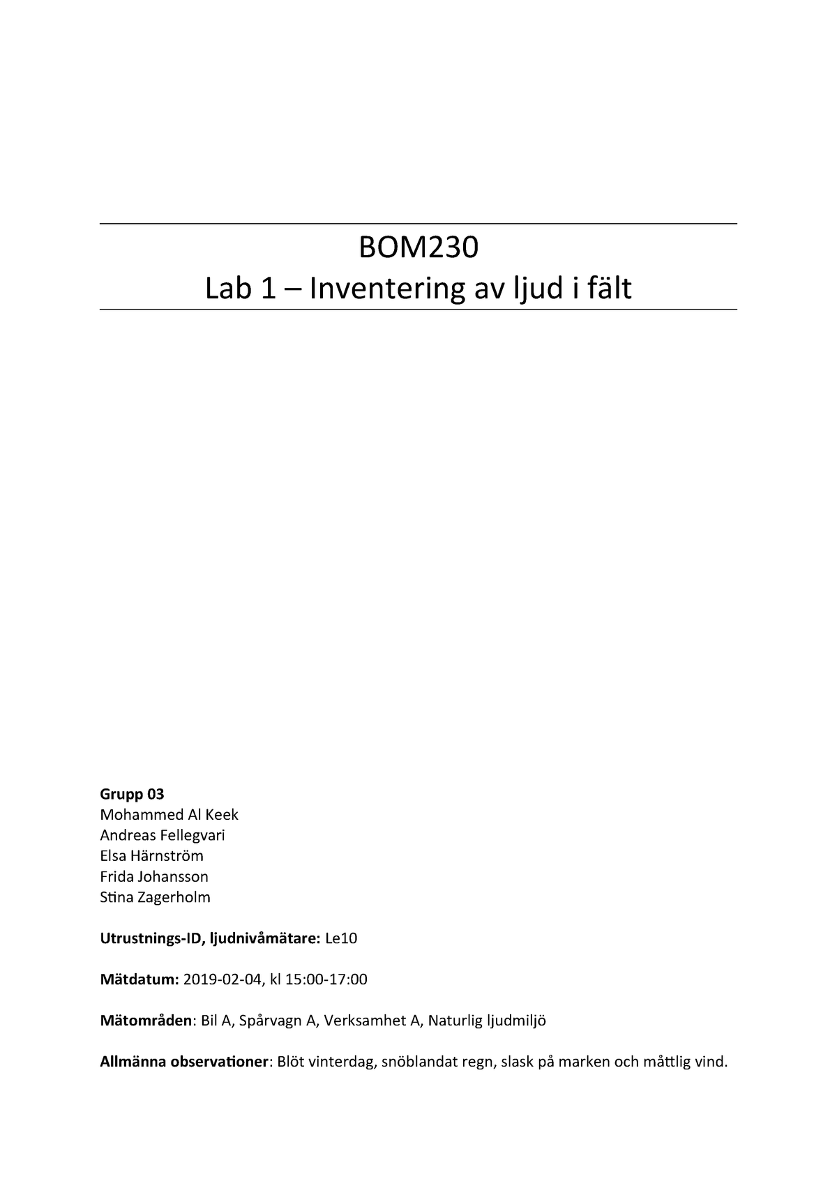 BOM230 Lab1 grupp 3 - laborationsinlämning - Chalmers 