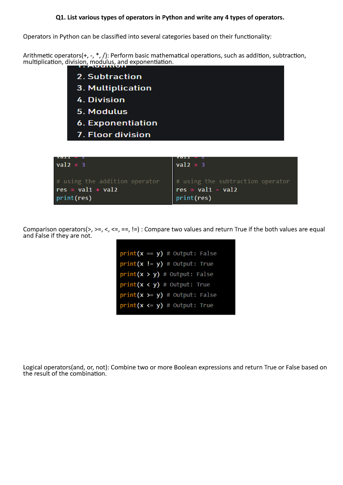 Python - Dfgnxvb Dsg - Q1. List Various Types Of Operators In Python ...