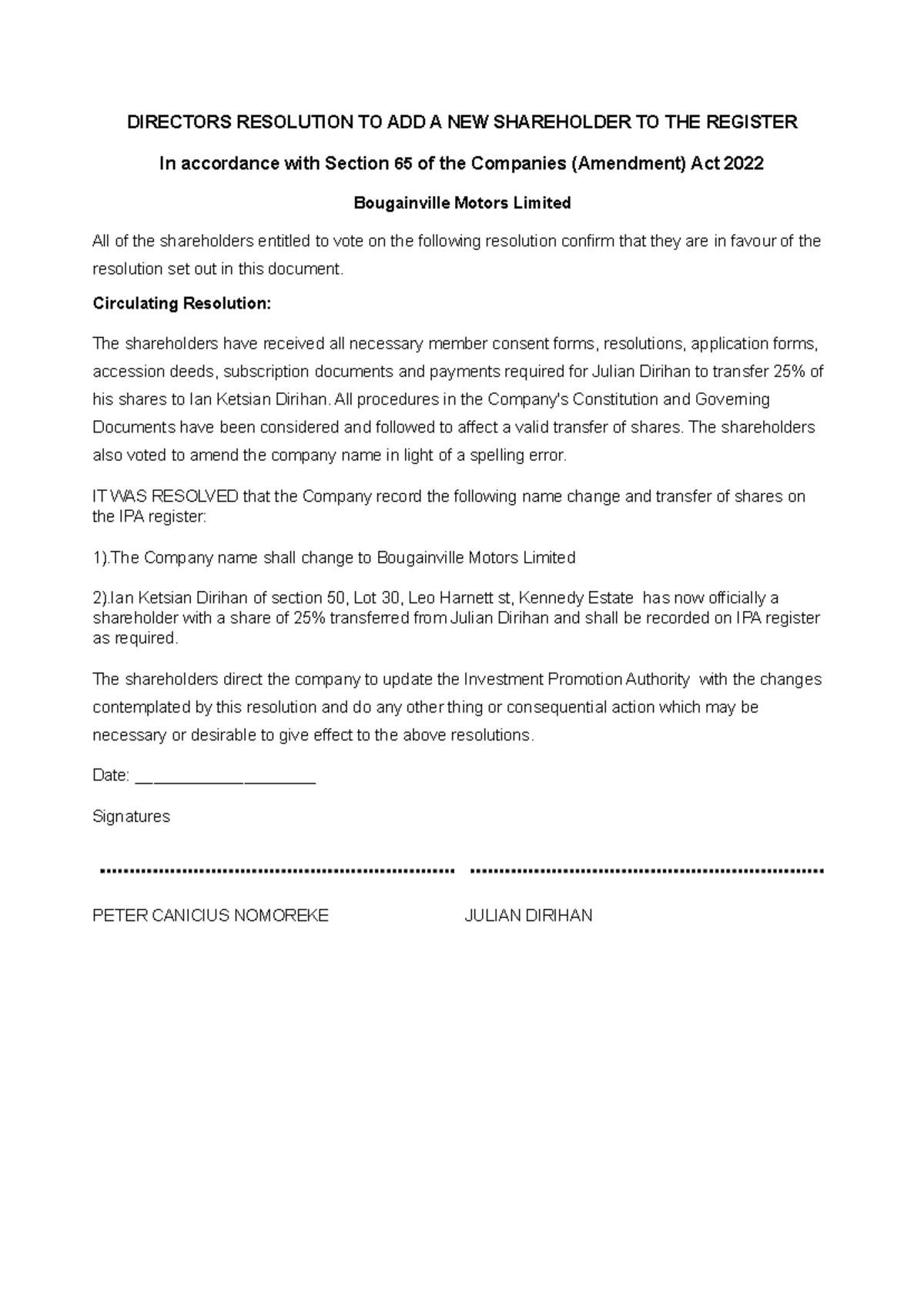Doc 93bb0fad 4139 464c aaea 851053 f9b23f free - DIRECTORS RESOLUTION ...