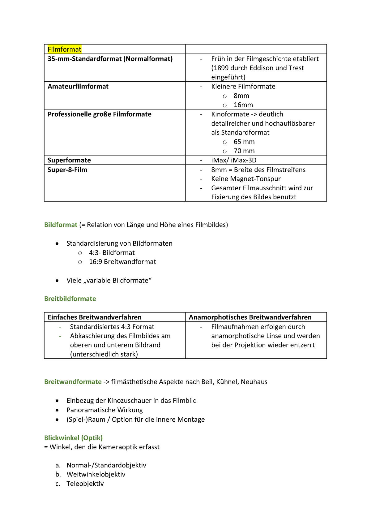 Filmanalyse Lernzettel 13-15 - Filmformat 35-mm-Standardformat ...