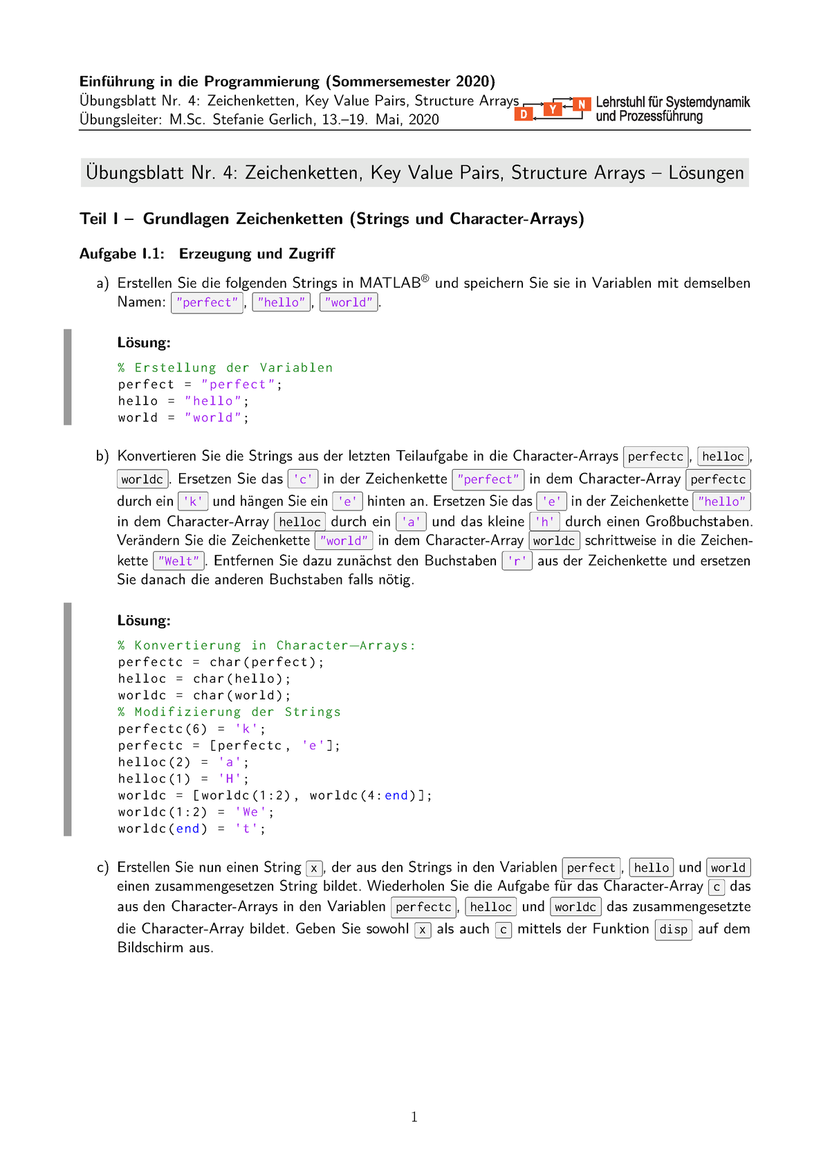 05 EIP Datentypen II Zeichenketten Arrays und Key Value Pairs Uebung Loesung Übungsblatt Nr 4