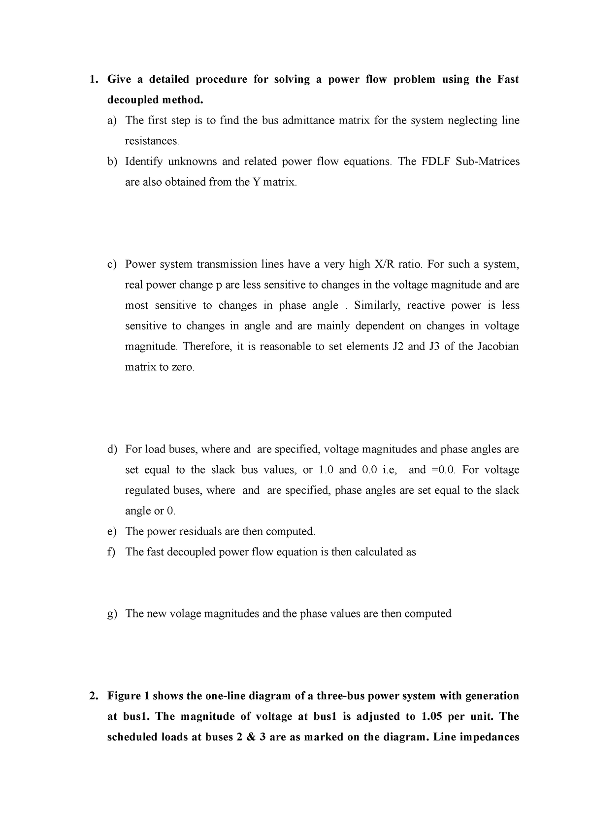 Power Systems Analysis - Give A Detailed Procedure For Solving A Power ...