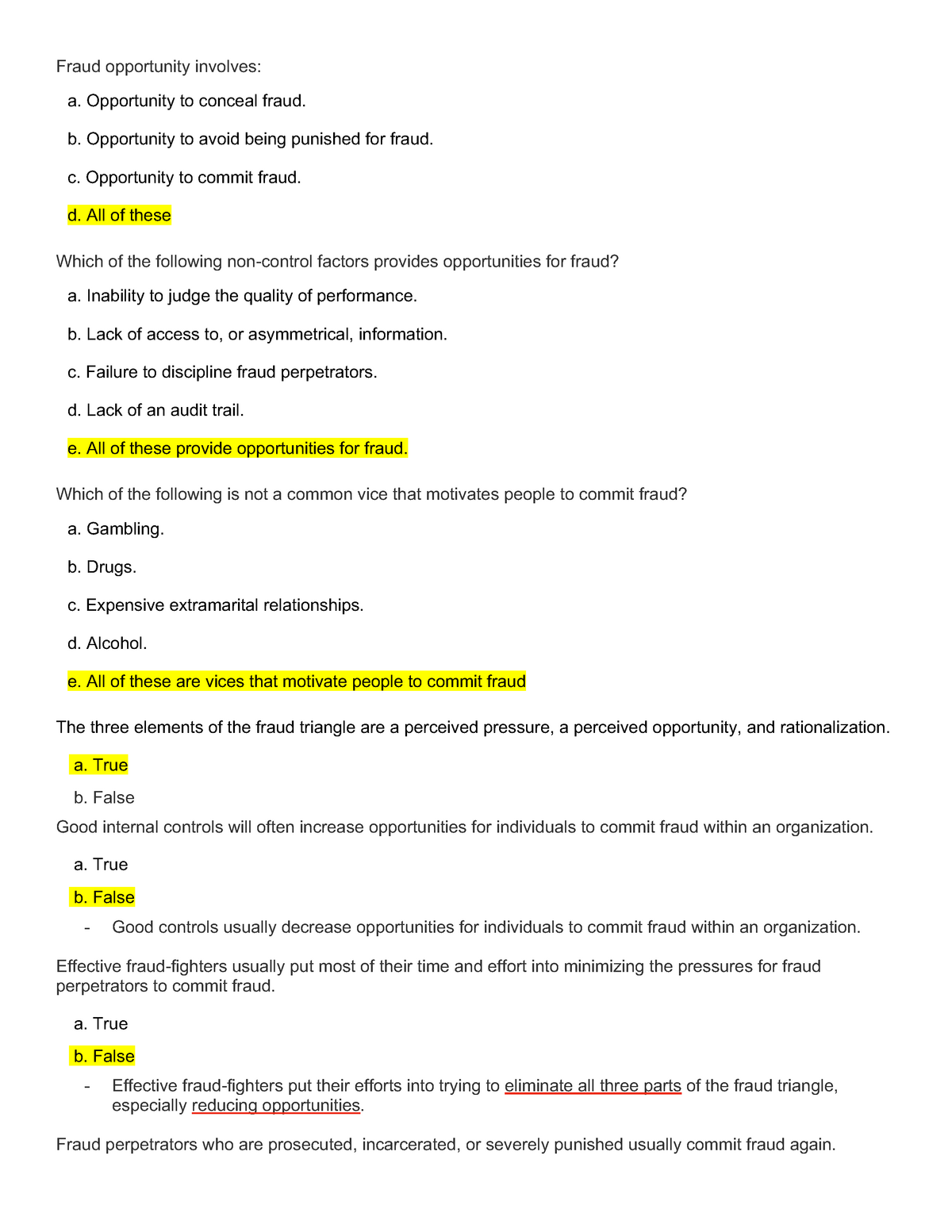 Homework Chapter 2 Fraud Examination - Fraud Opportunity Involves: A ...