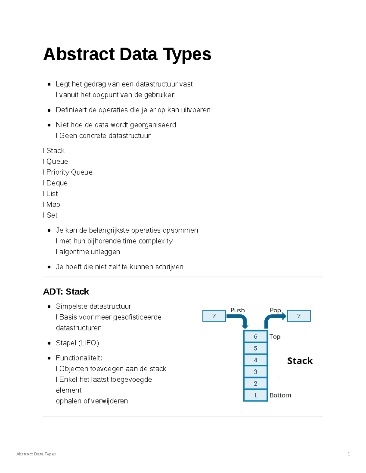 Abstract Data Types - Abstract Data Types Legt het gedrag van een ...