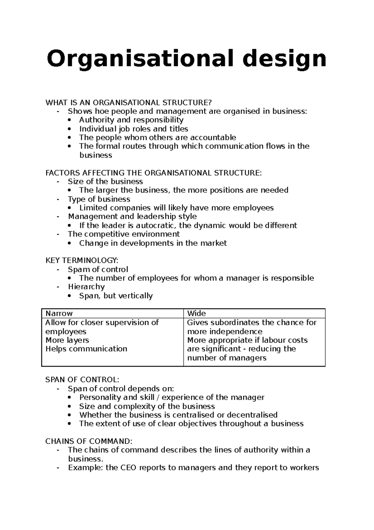 Organisational design Organisational design WHAT IS AN ORGANISATIONAL