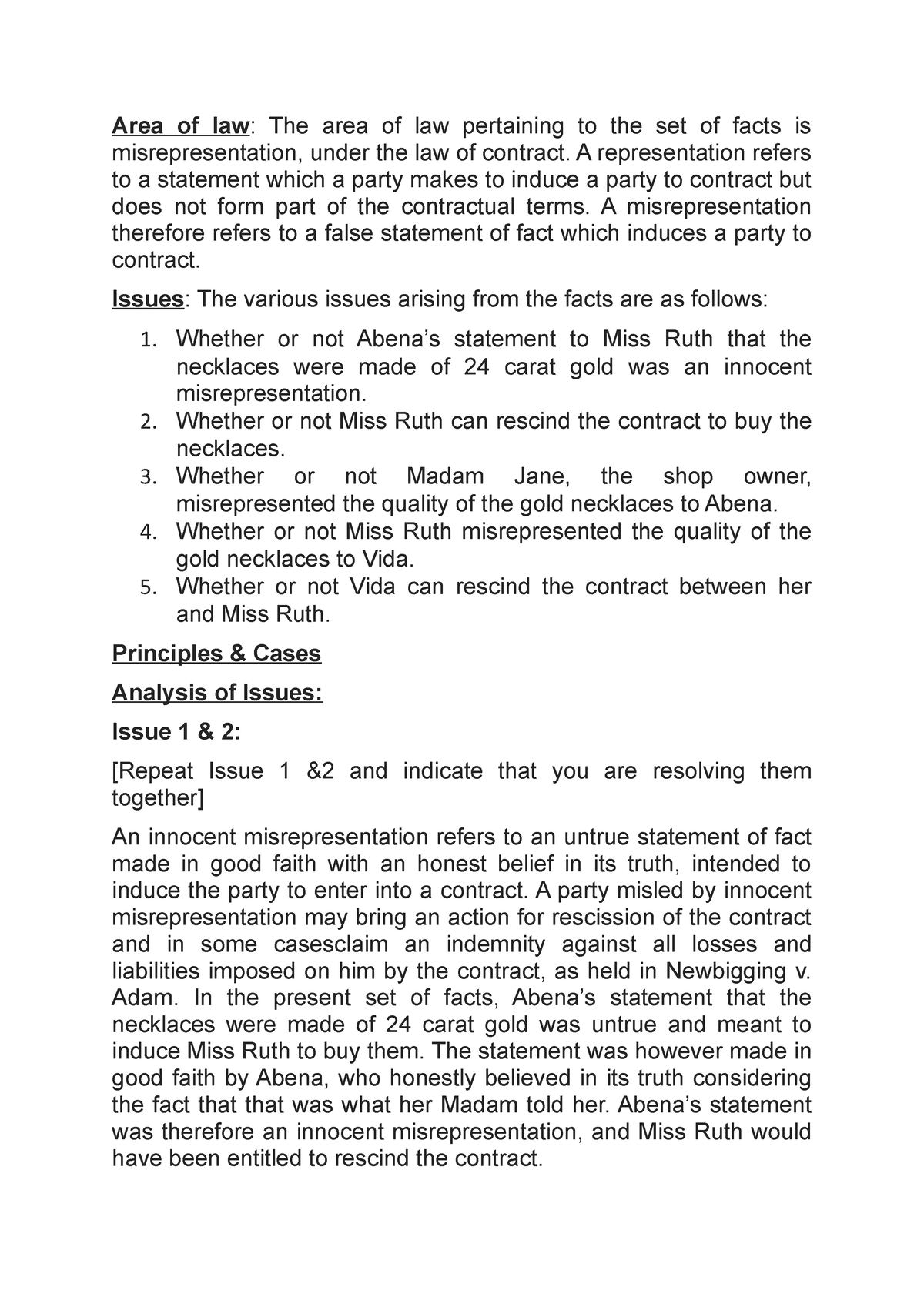 contract-law-assignment-4-clsr-area-of-law-the-area-of-law