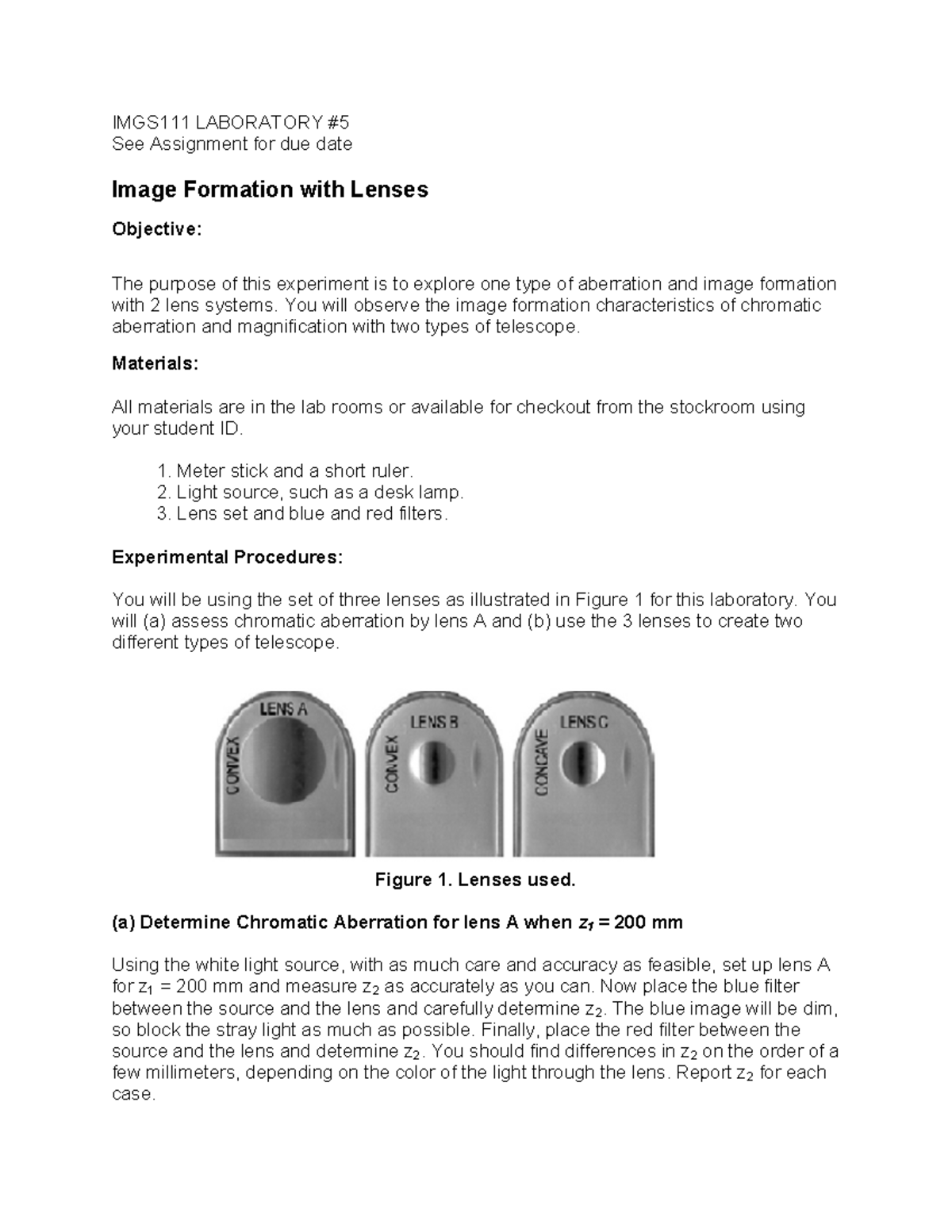 Image Formation with Lenses Lab Studocu