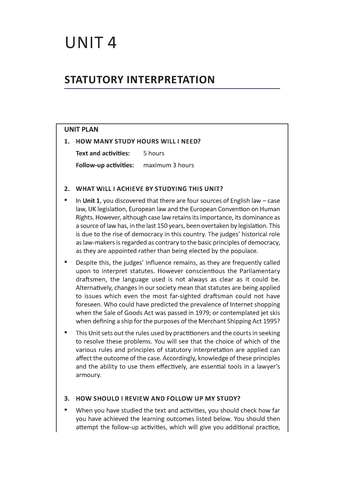 2021 Legal Method Study Manual Unit 4 - UNIT PLAN HOW MANY STUDY HOURS ...