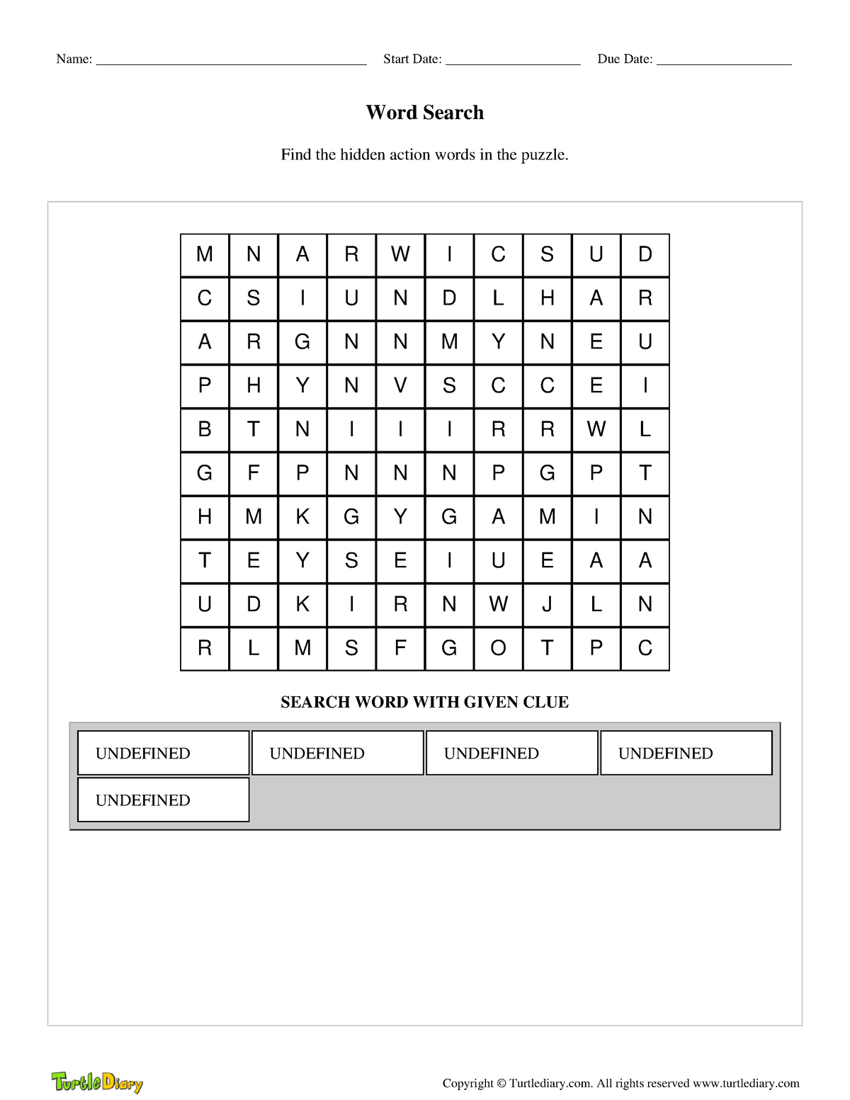 Word-search - CTTO - Word Search Find the hidden action words in the ...