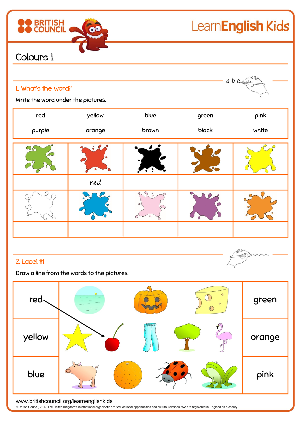 british council using colours to do homework