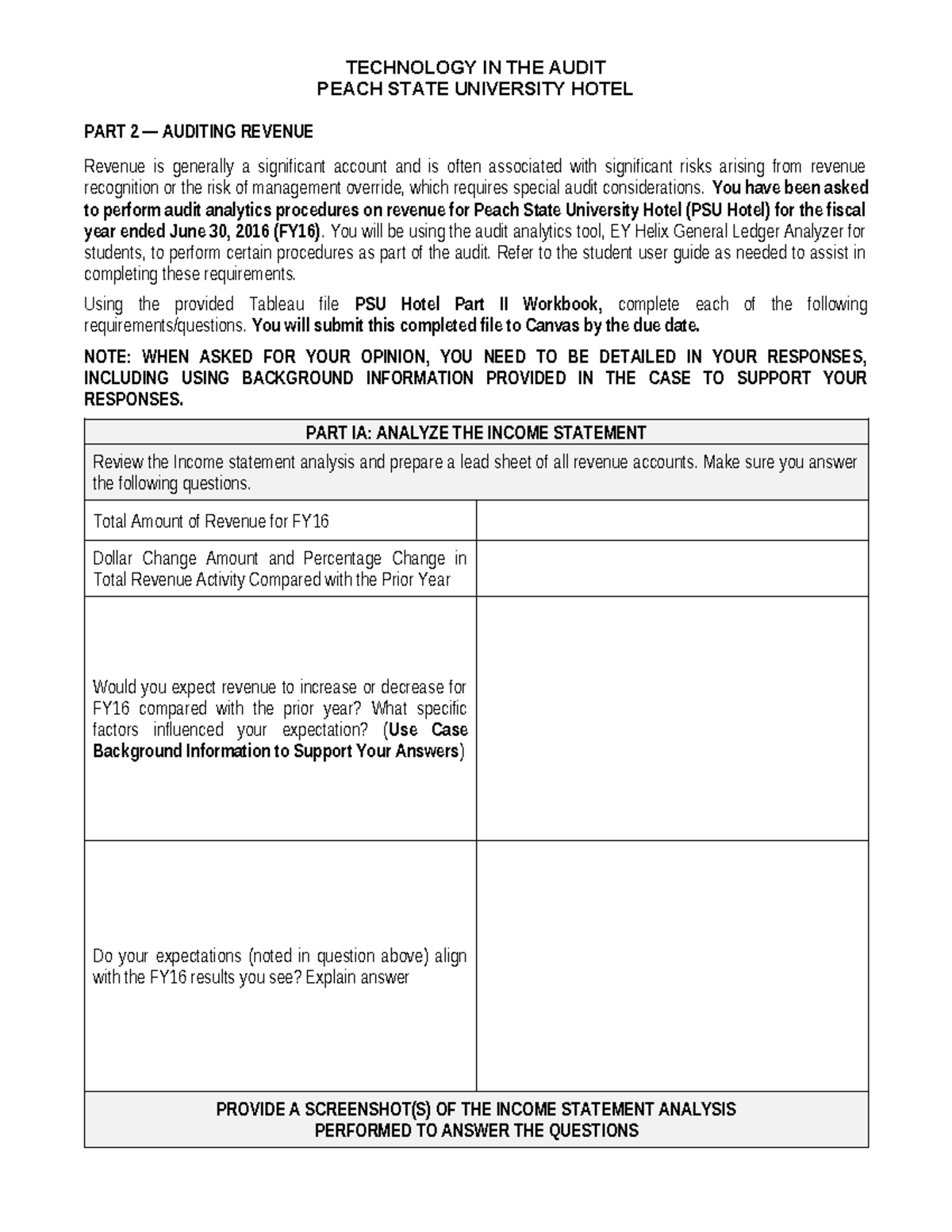Audit Case (Group) Peach State University Hotel Fall 2023