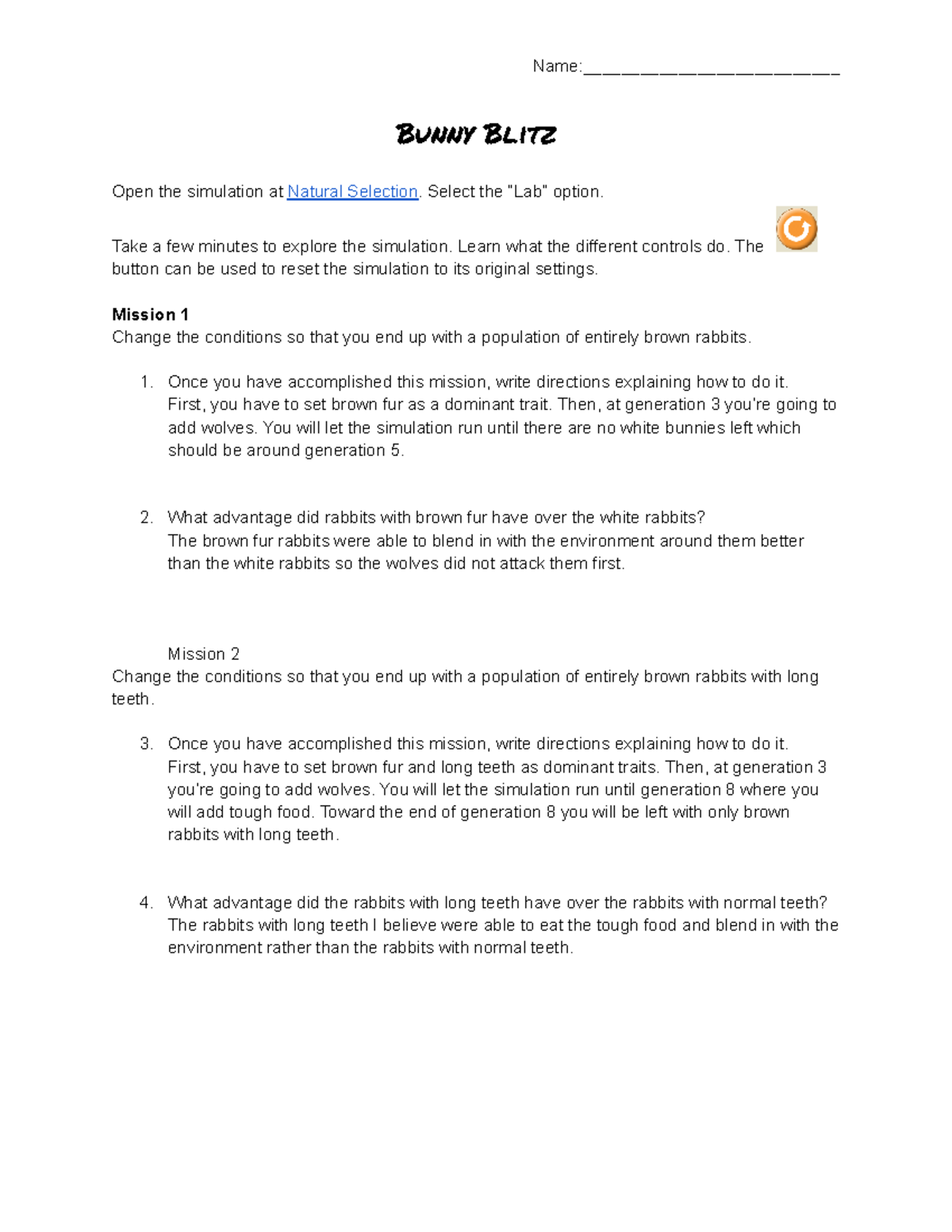 PhET Bunny Blitz Name___________________________ Bunny Blitz Open