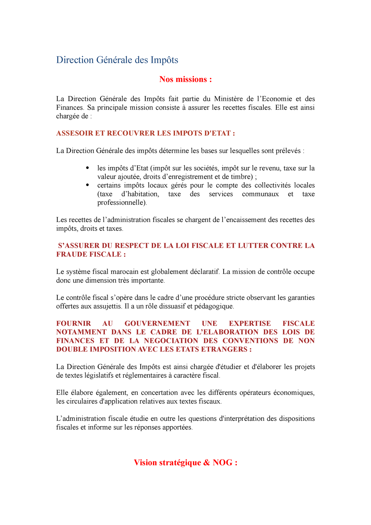 Direction Générale Des Impôts - Direction Générale Des Impôts Nos ...