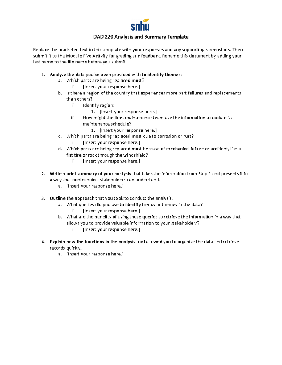 DAD 220 Analysis and Summary Template - DAD 220 Analysis and Summary ...