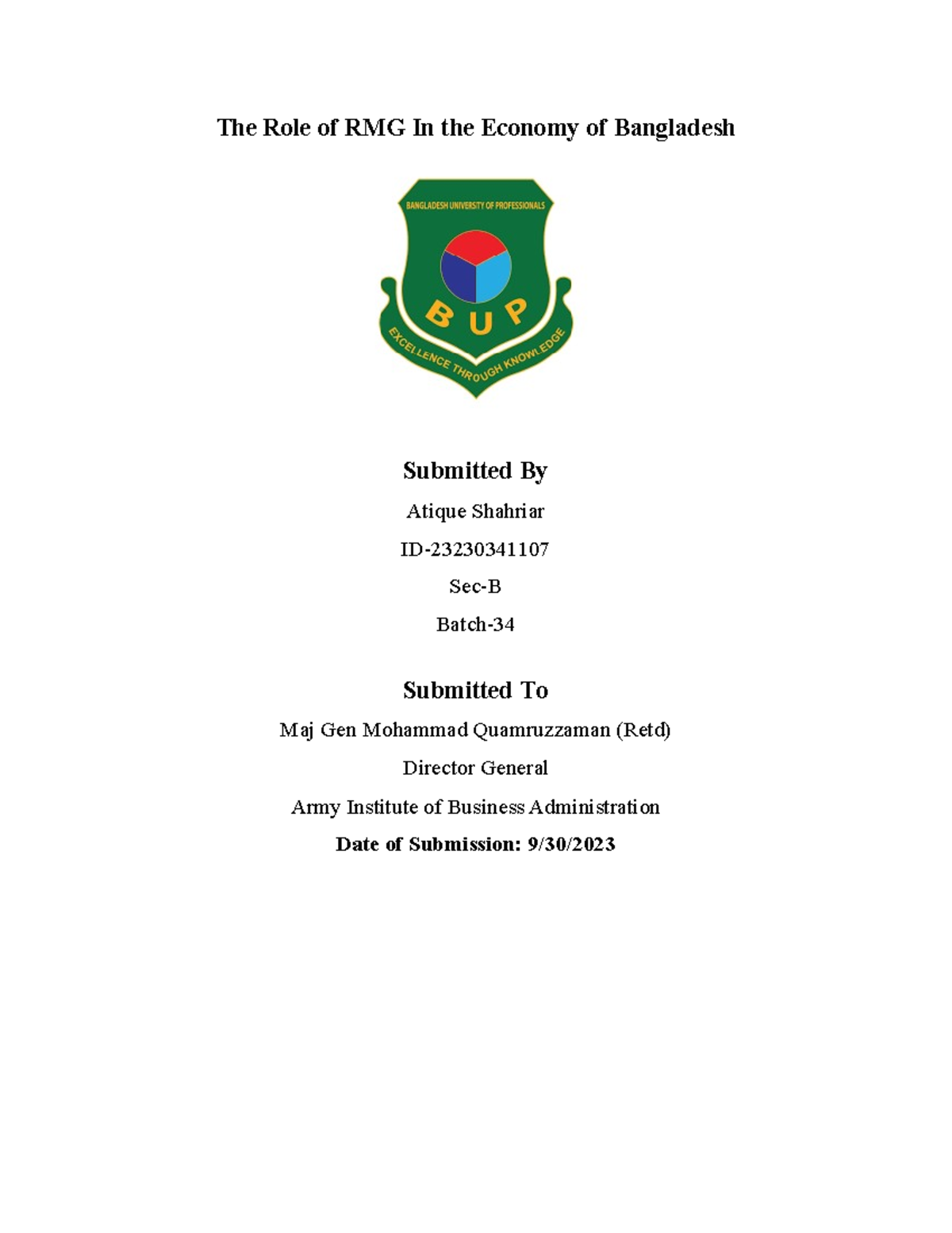 Role of RMG in the Economy of Bangladesh - The Role of RMG In the ...