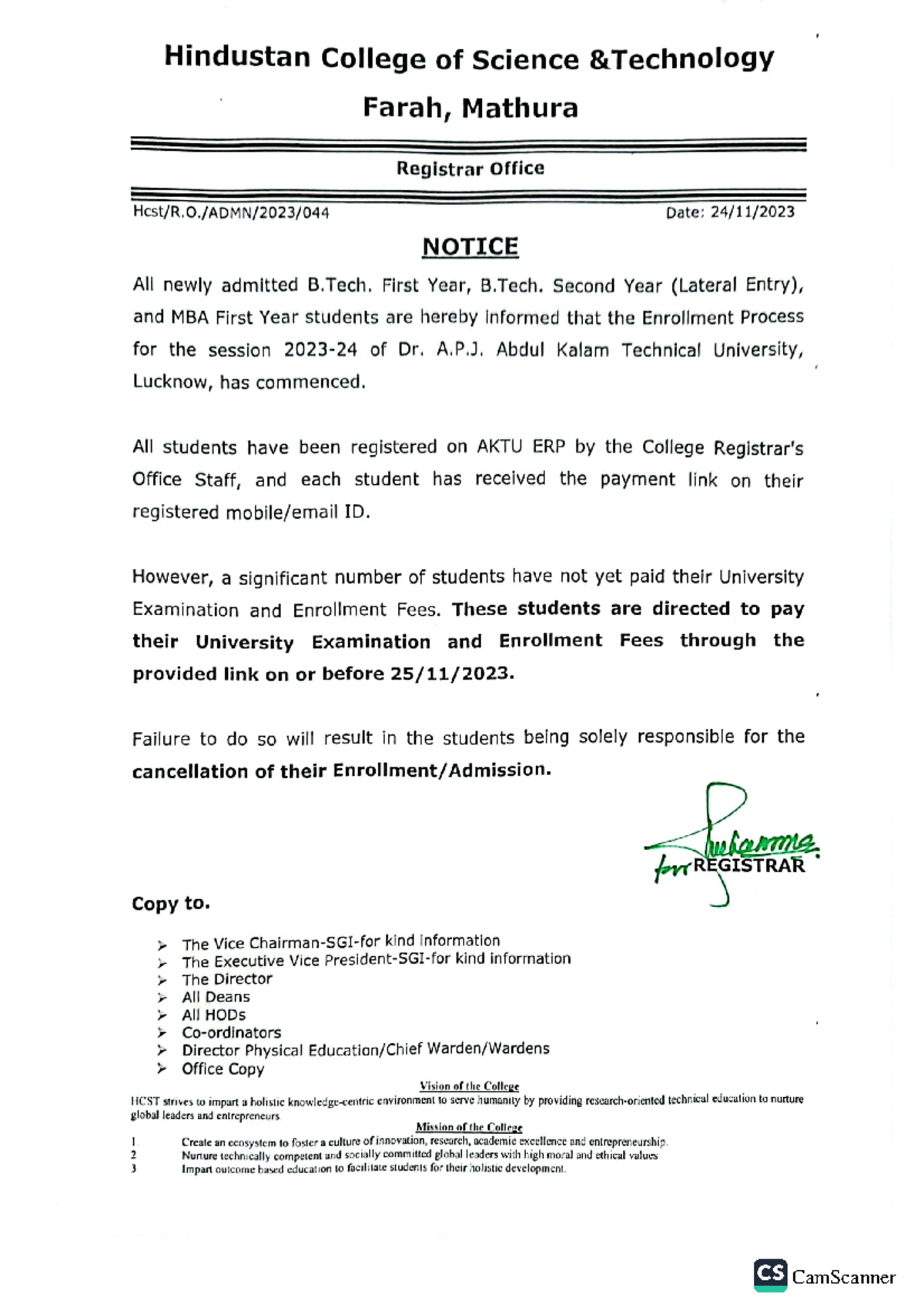 Enrollment Notice1 Notes are useful. B.Tech CSE (2nd Year