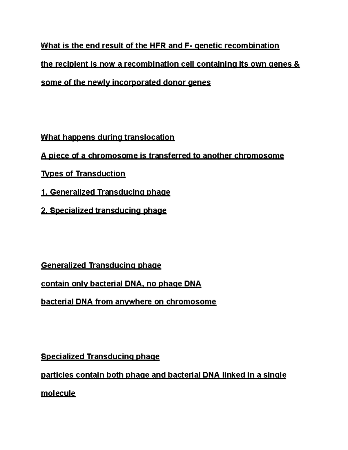 Hfr Transduction - Google Docs - What is the end result of the HFR and ...