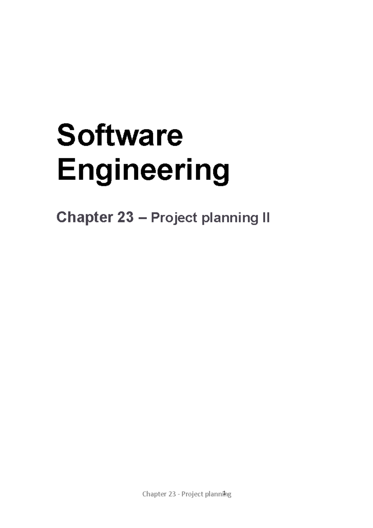Software Engineering - Ch23 Project planning Lecture 2 - Software ...