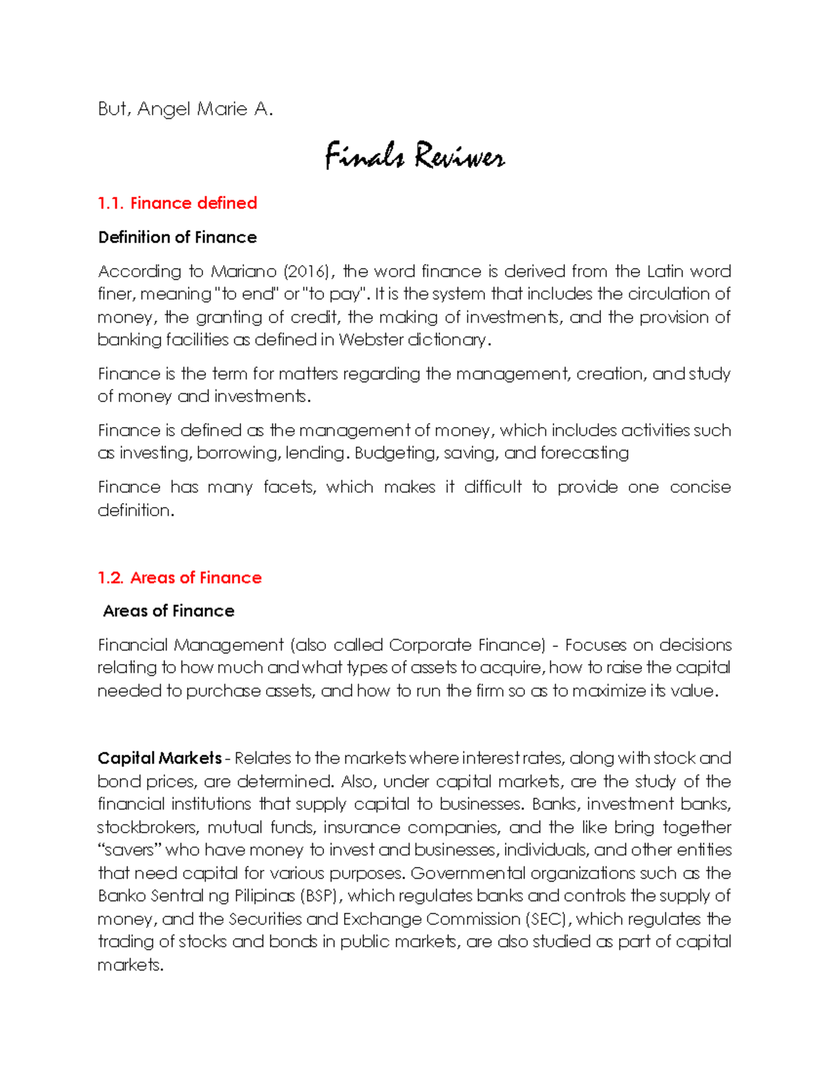 Accounting Finals Reviewer But, Angel Marie A. Finals Reviwer 1