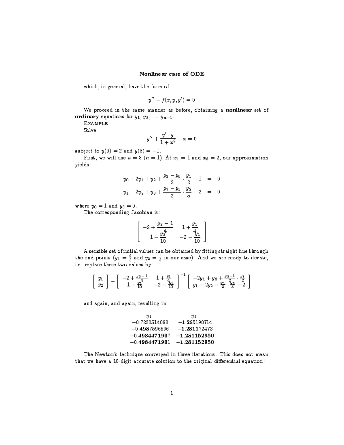 Non-linear ODE with two boundary values - Nonlinear case of ODE which ...