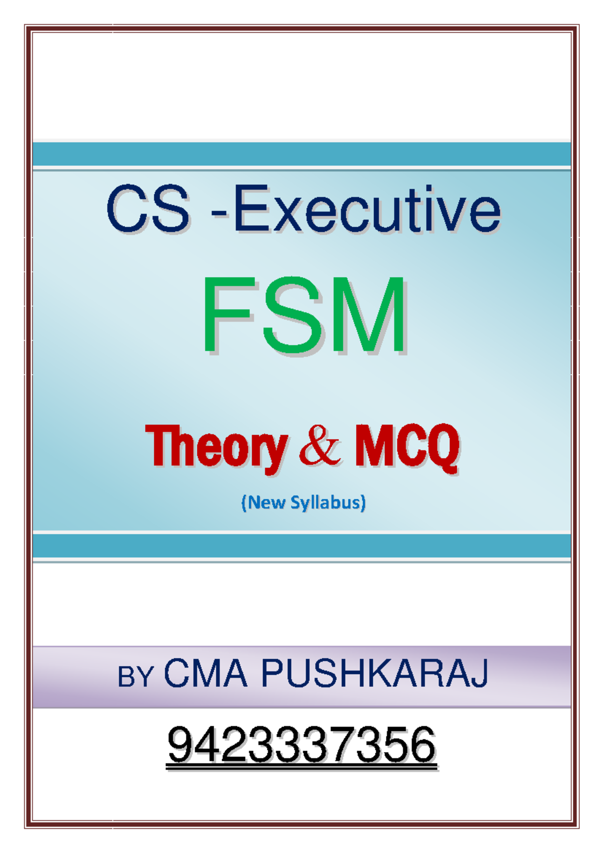 FSM-Booklet - Notes related to topic - 99442233333377335566 BY CMA ...