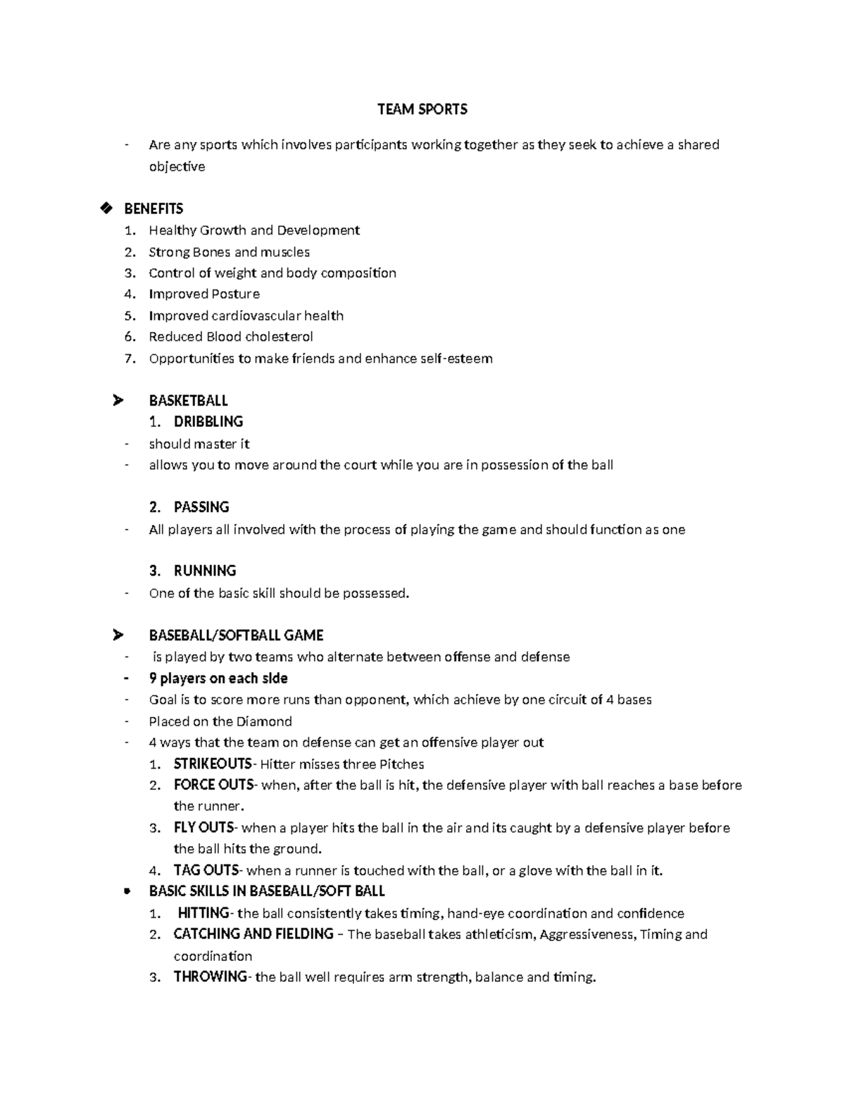 Prelim Reviewer TEAM Sports TEAM SPORTS Are any sports which involves