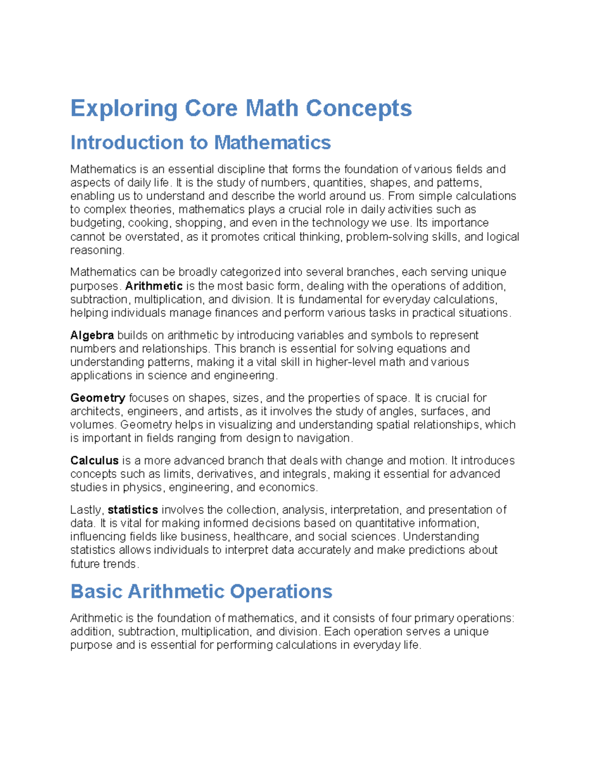 Exploring Core Math Concepts - Exploring Core Math Concepts ...