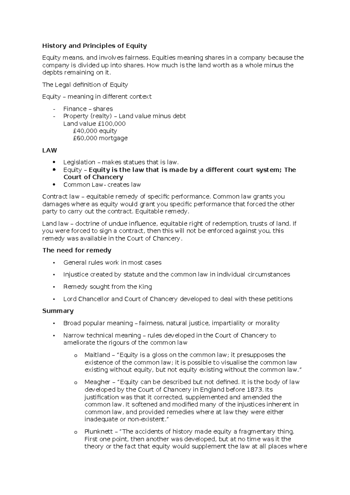 W1 History and Principles of Equity - History and Principles of Equity ...